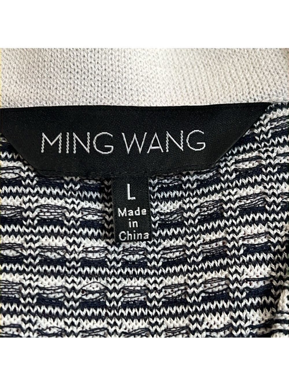 MING WANG women’s one- button jacket. Black/ cream design. Large - Picture 3 of 8
